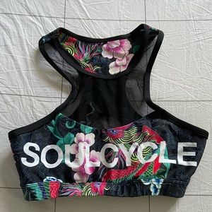 SoulCycle Sports Bra, floral/black mesh combo